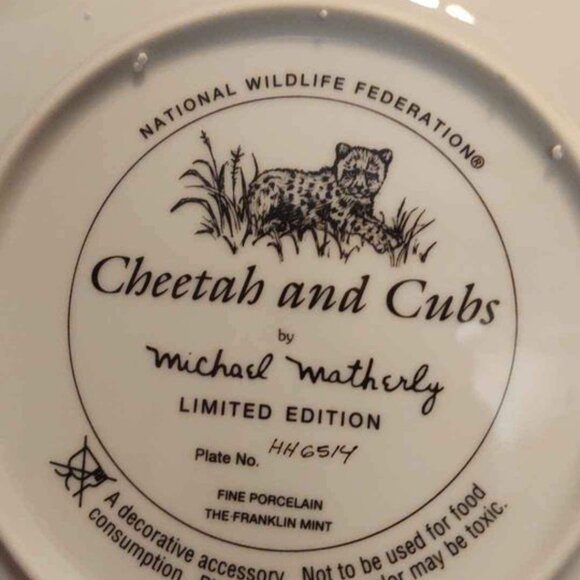Vintage Decorative Plate Cheetah and Cubs. National Wildlife Federation, - Picture 3 of 4